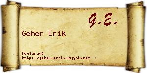 Geher Erik névjegykártya